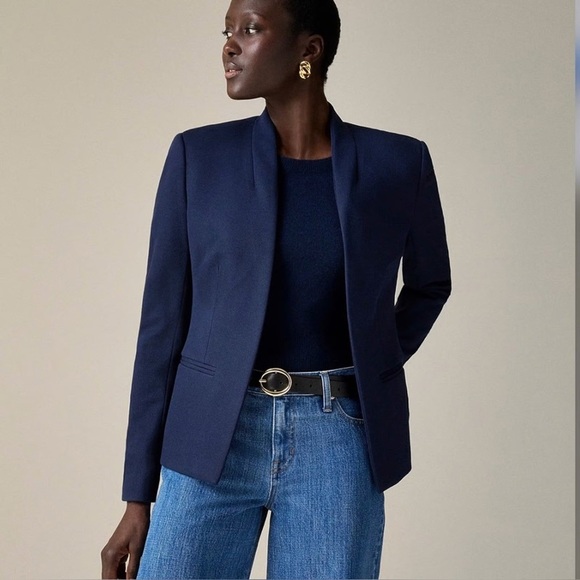 J. Crew Going-Out in Stretch Twill Navy Business Feminine Classic Blazer Jacket - Picture 1 of 10